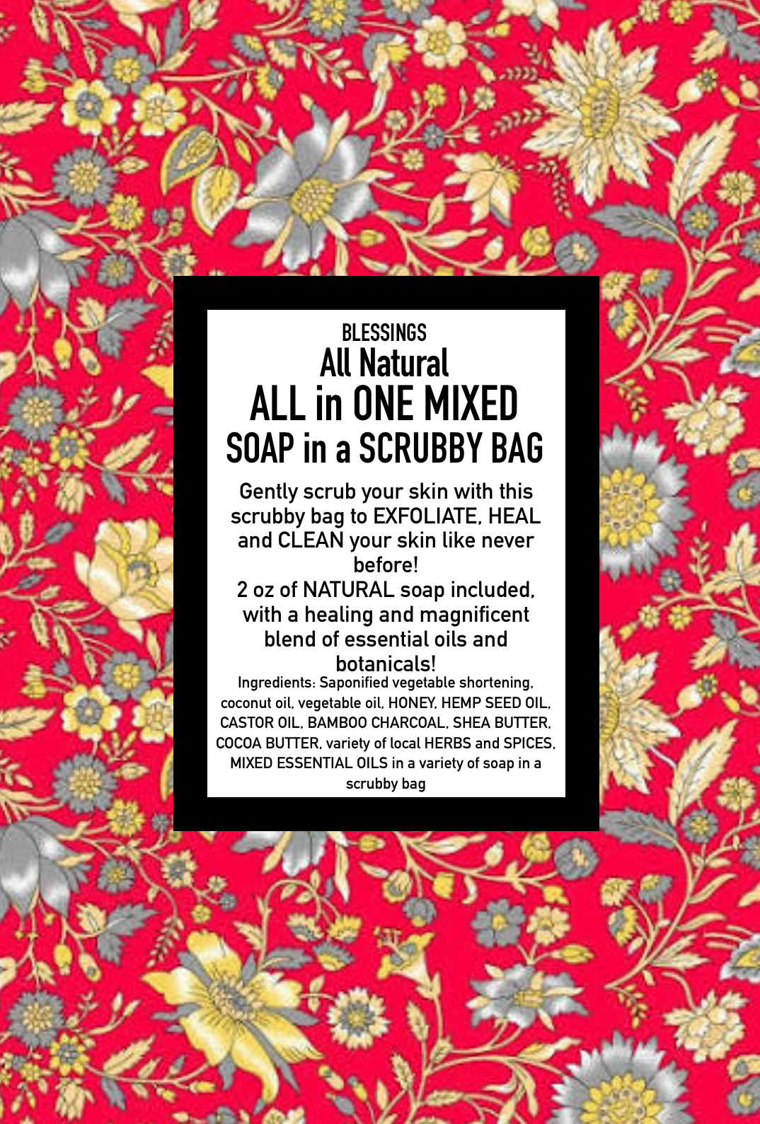 All in One Mixed Soap in a Scrubby Bag