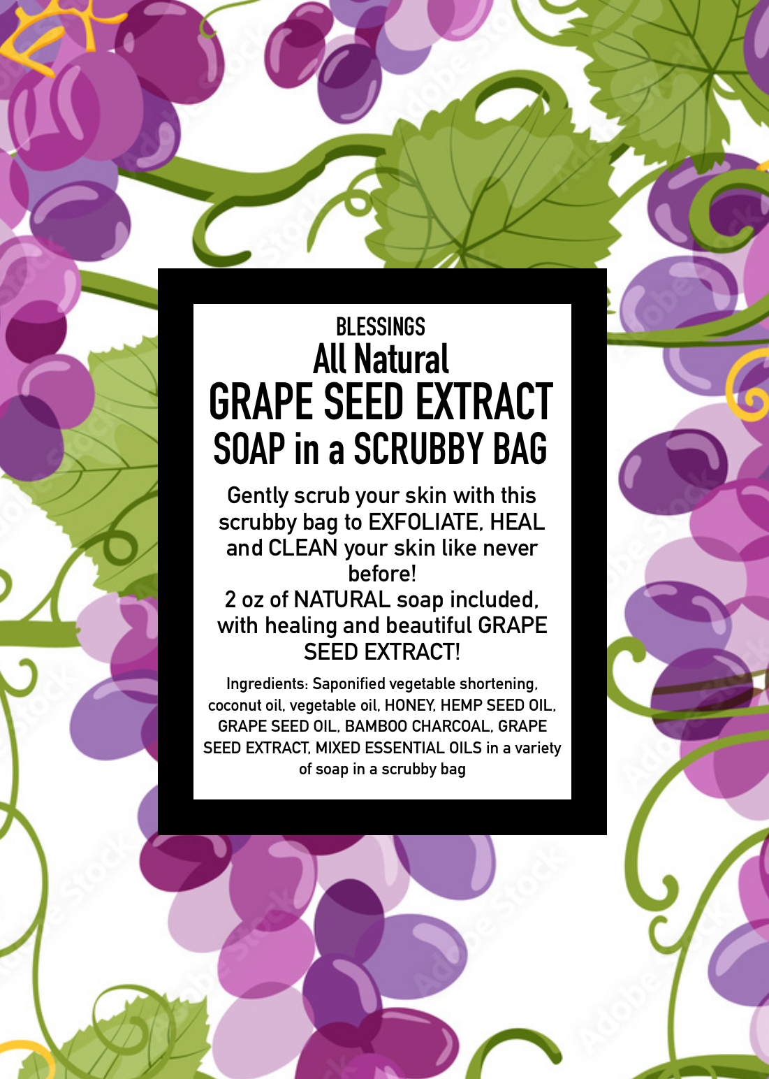 Grapeseed Extract Soap in a Scrubby Bag