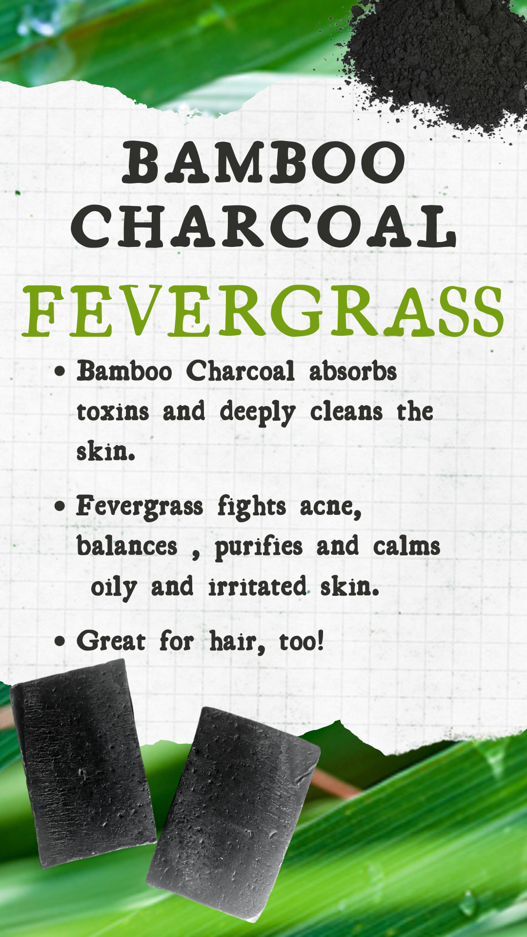 Bamboo Charcoal Fevergrass (Lemongrass) Soap