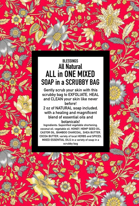 All in One Mixed Soap in a Scrubby Bag