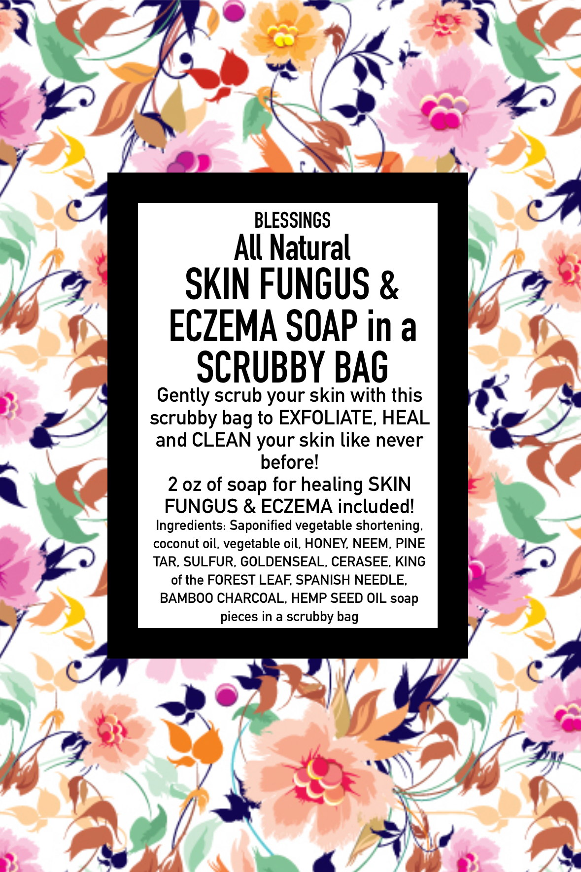 Skin Fungus and Eczema Soap in a Scrubby Bag