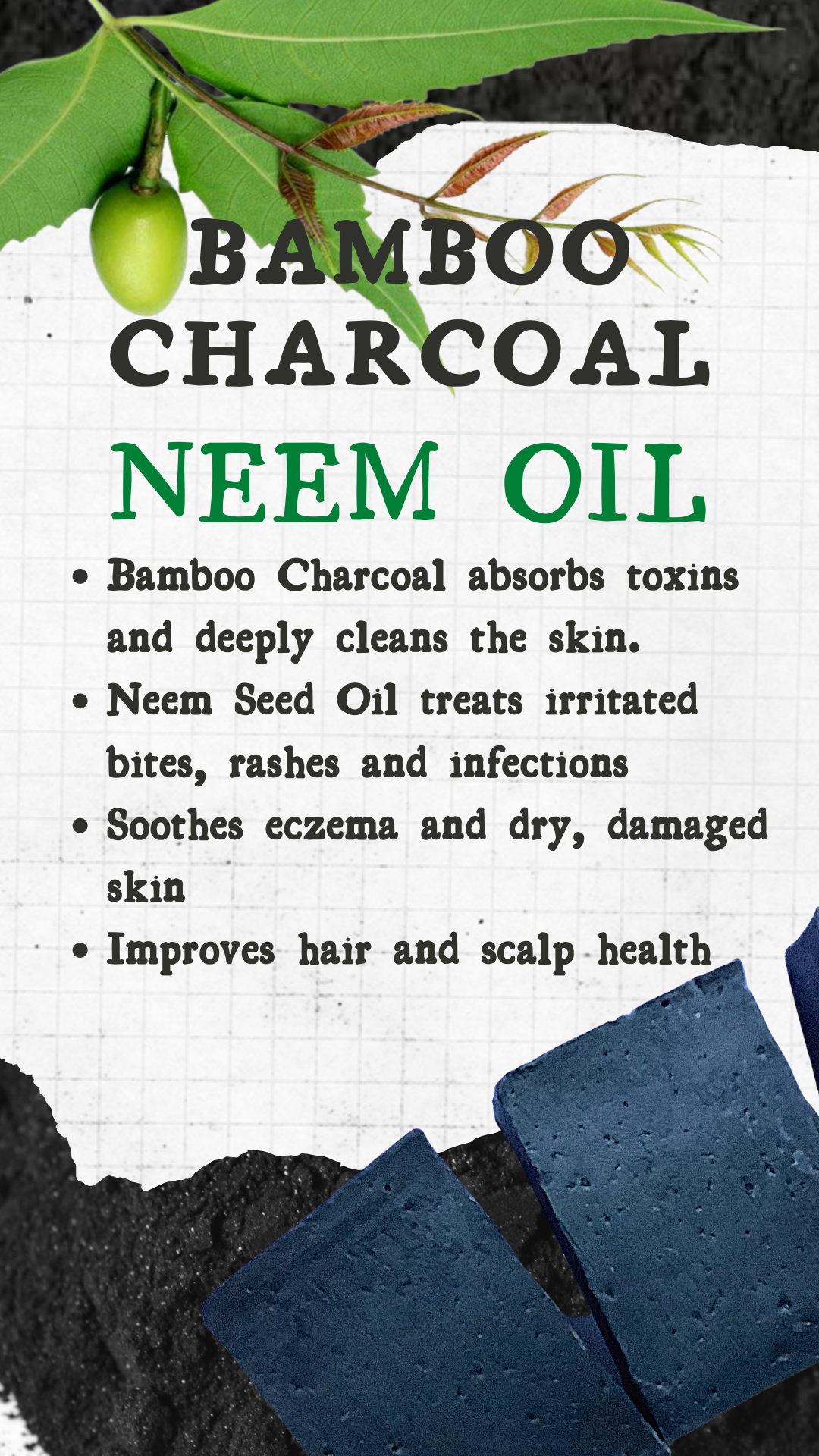 Bamboo Charcoal Neem Seed Oil Soap